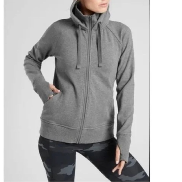 Athleta Triumph Full Zip Hoodie in Charcoal Grey Heather - Picture 7 of 8